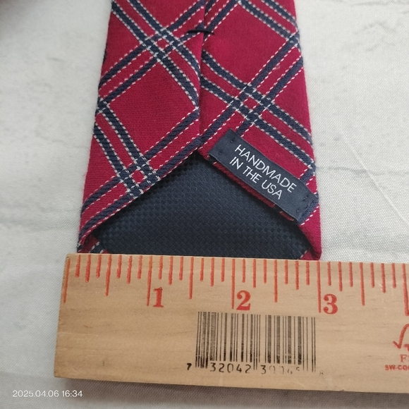 Cremieux Mercer St. Collection Tie Necktie Plaid Red Textured Handmade Flaw - Picture 7 of 11